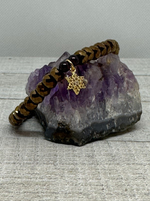 Gold Star Of David & Metallic Hematite Bracelet