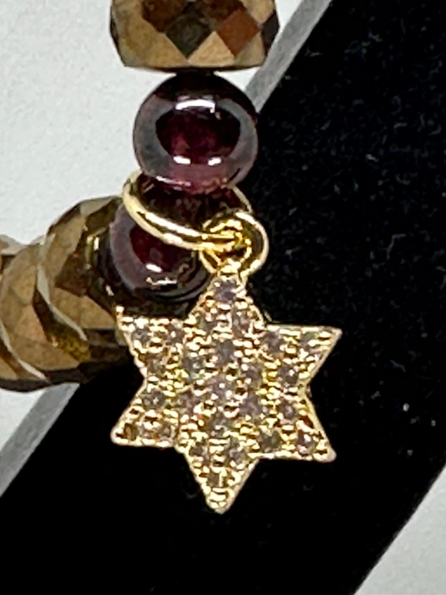 Gold Star Of David & Metallic Hematite Bracelet