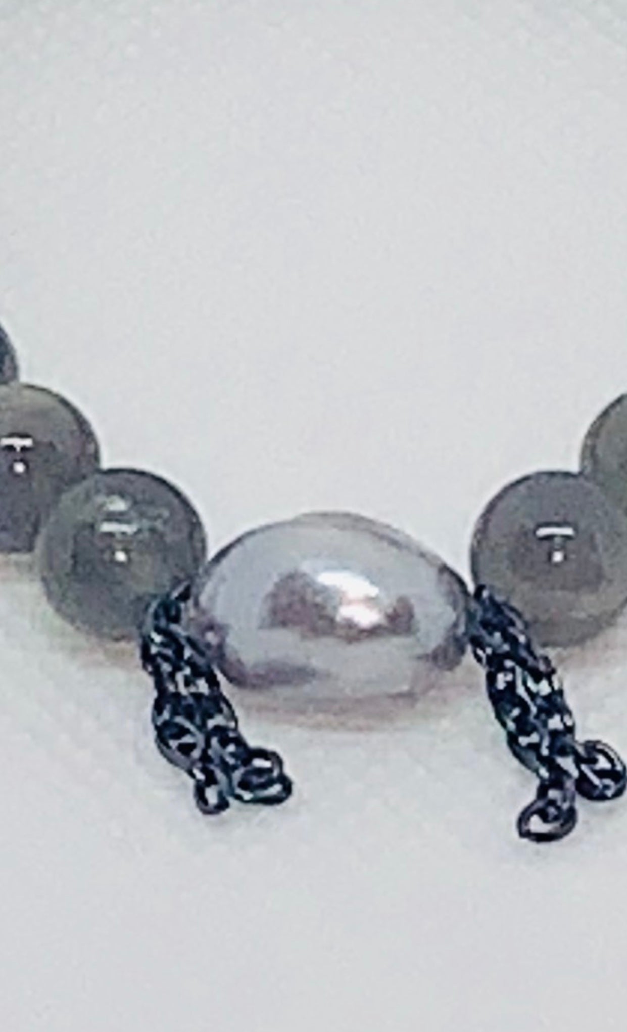 Labradorite Beads with  Baroque  Pearl and Fringe Chain.