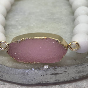 Matte White Mountain Jade & Lavendar Bracelet