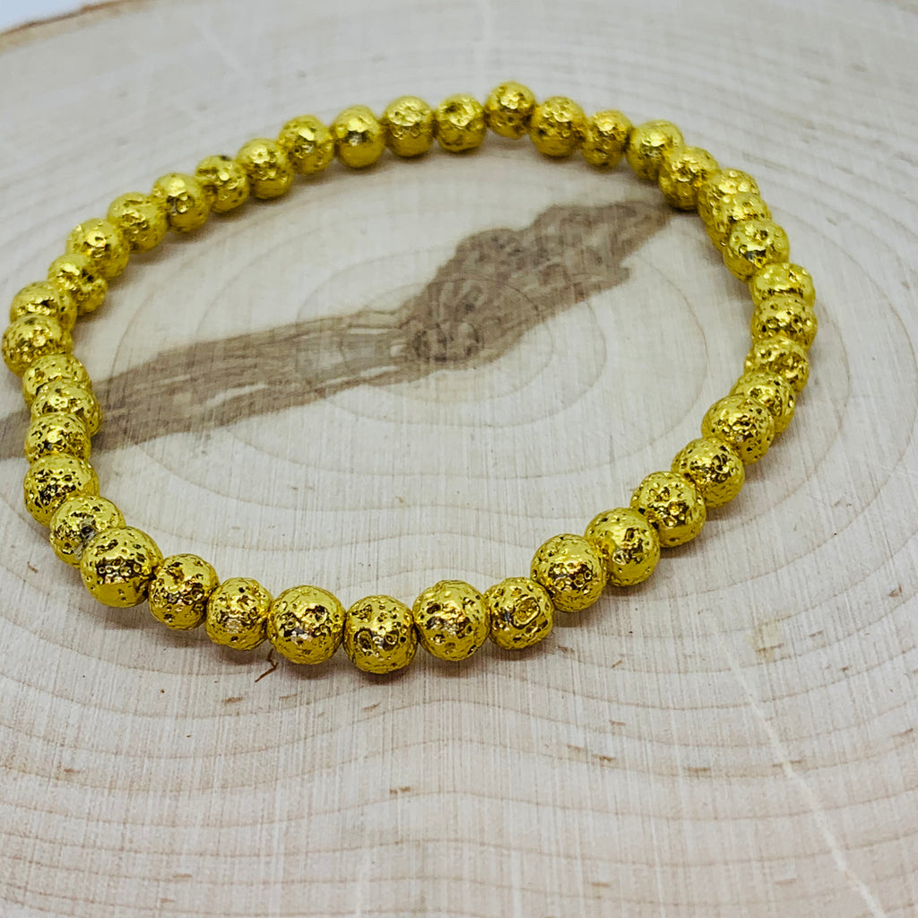 Gold Plated Lava Rock Beads