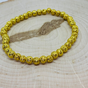 Gold Plated Lava Rock Beads