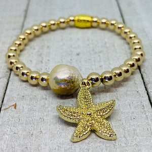 Golden Pearl Starfish Bracelet