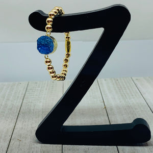 Golden Blue Druzy Bracelet