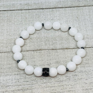 White Mountain Jade Bracelet with Black Pave Finding