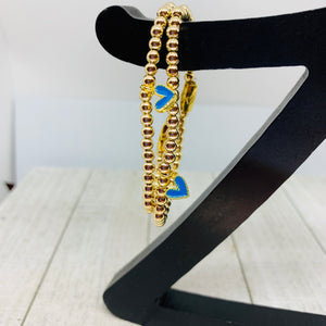 Baby Blue Heart & Gold Bracelet