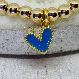 Baby Blue Heart & Gold Bracelet