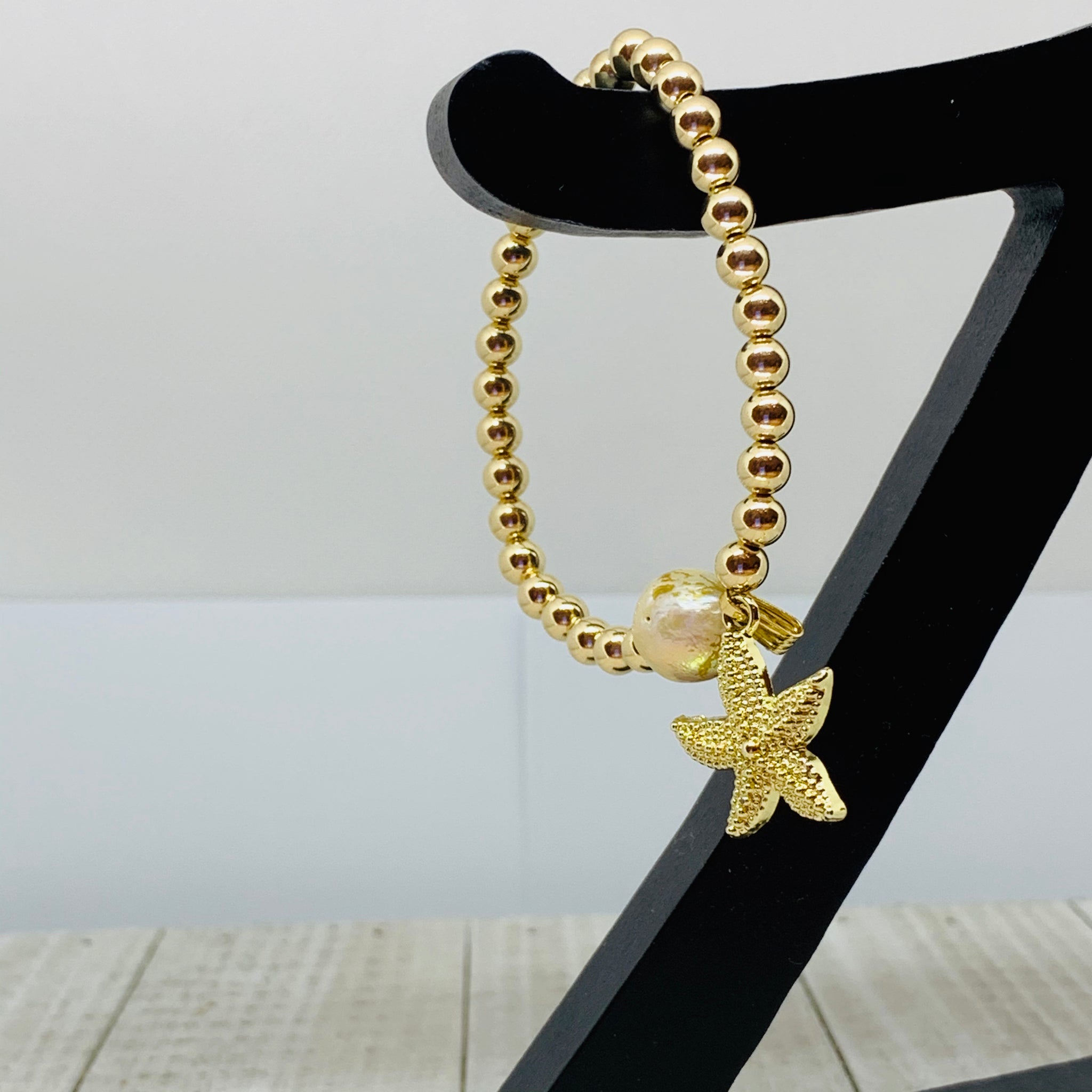 Golden Pearl Starfish Bracelet