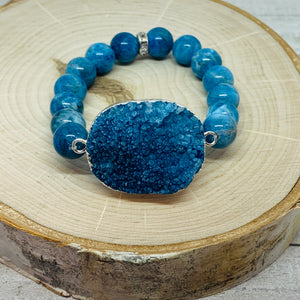 The Jaime Beth Bracelet- Beautiful Blue Druzy and Ocean Blue Apatite