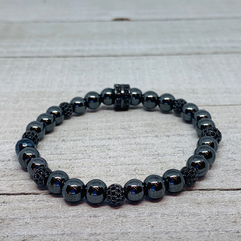 Dark Hematite with Mini Micro Pave Bead Balls