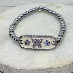 Silver Butterfly Enamel Beauty