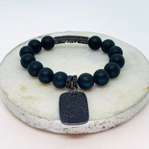 Black Dog Tag CZ Bracelet