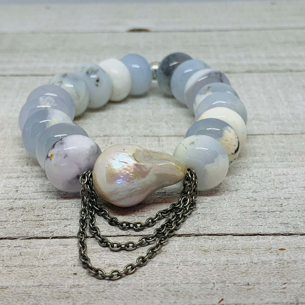 The Sophie Bracelet- Icy Angel Chalcedony Rondelle