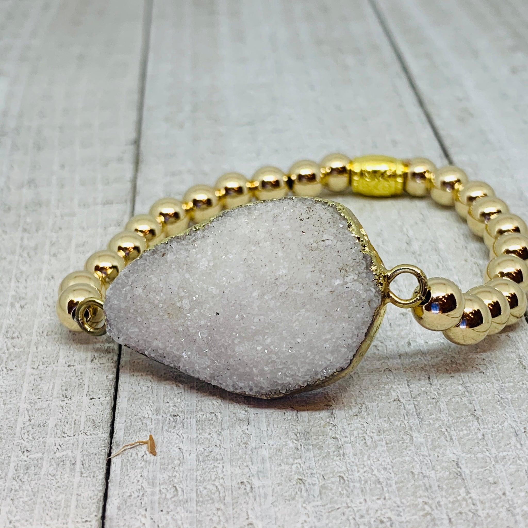 Golden White Druzy Bracelet