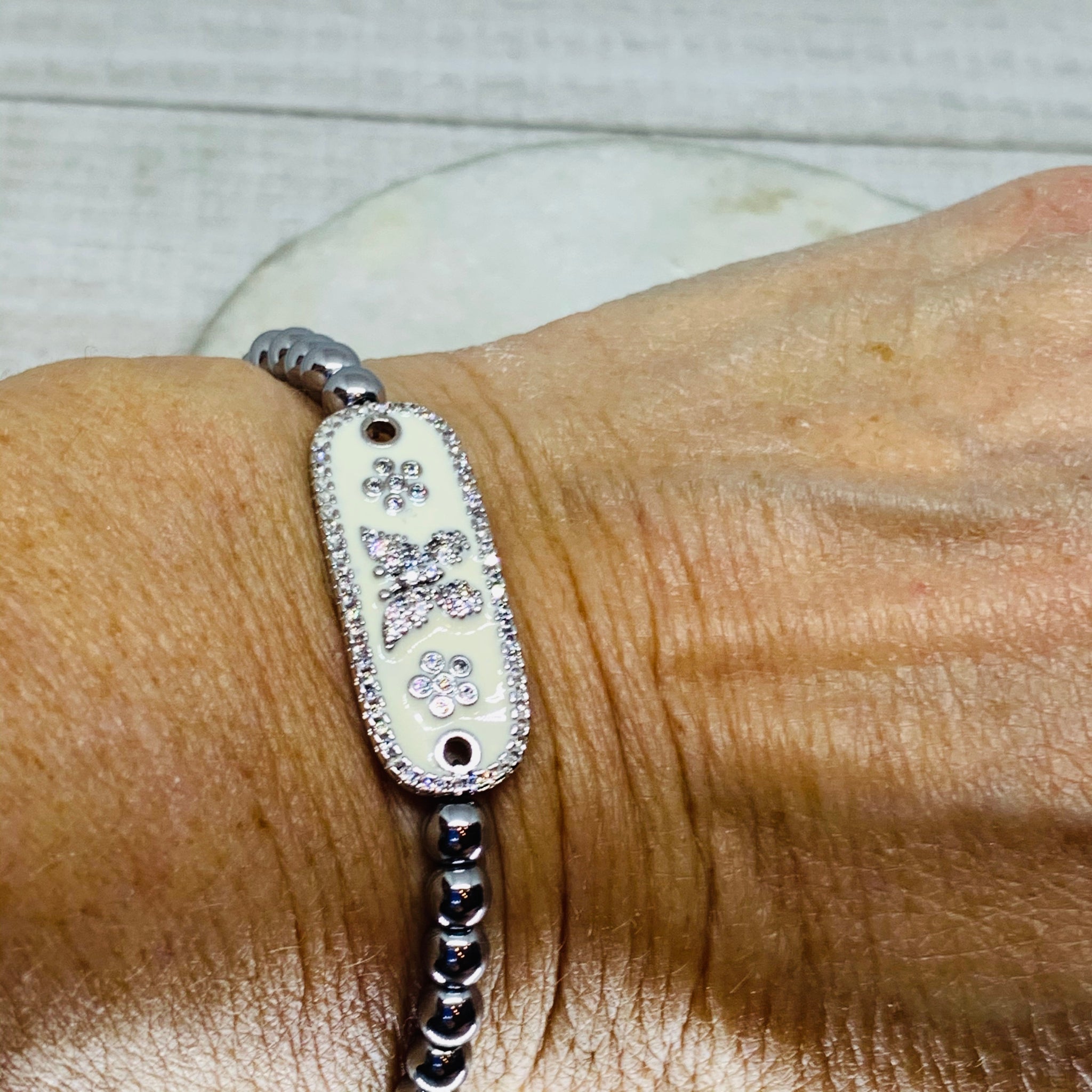 Silver Butterfly Enamel Beauty