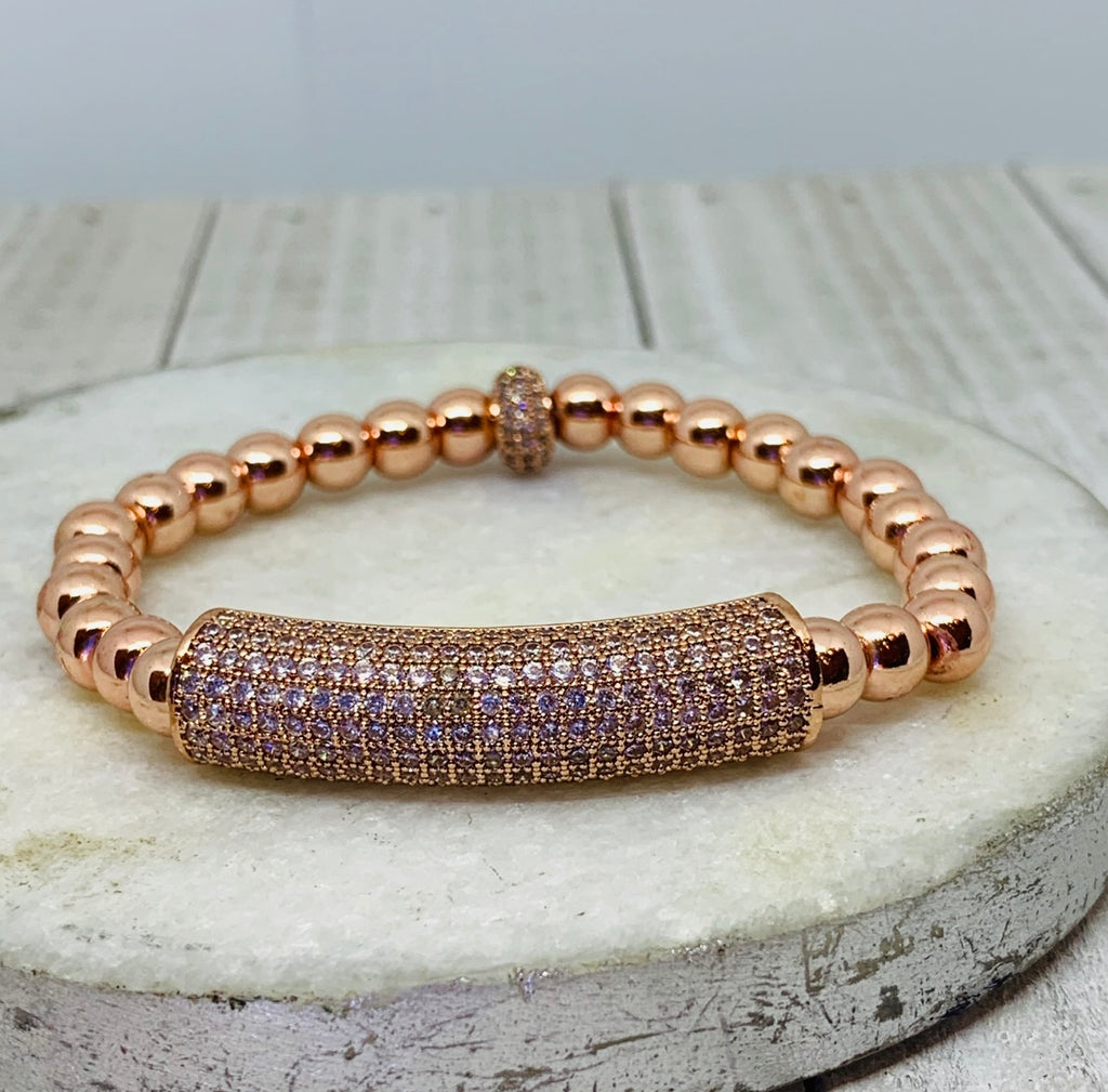 Rose Gold Hematite Bar Bracelet