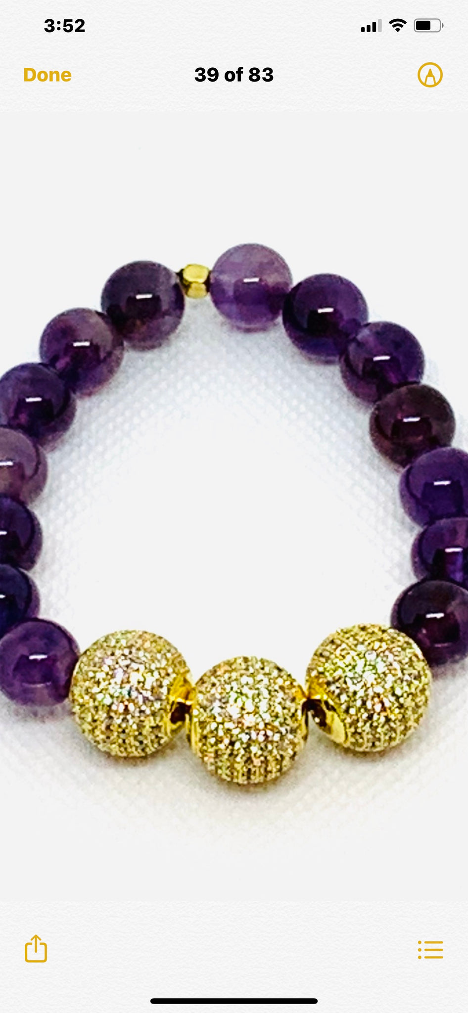 Amethyst Beauty with 14mm Micro Pave Gold Bead Balls.
