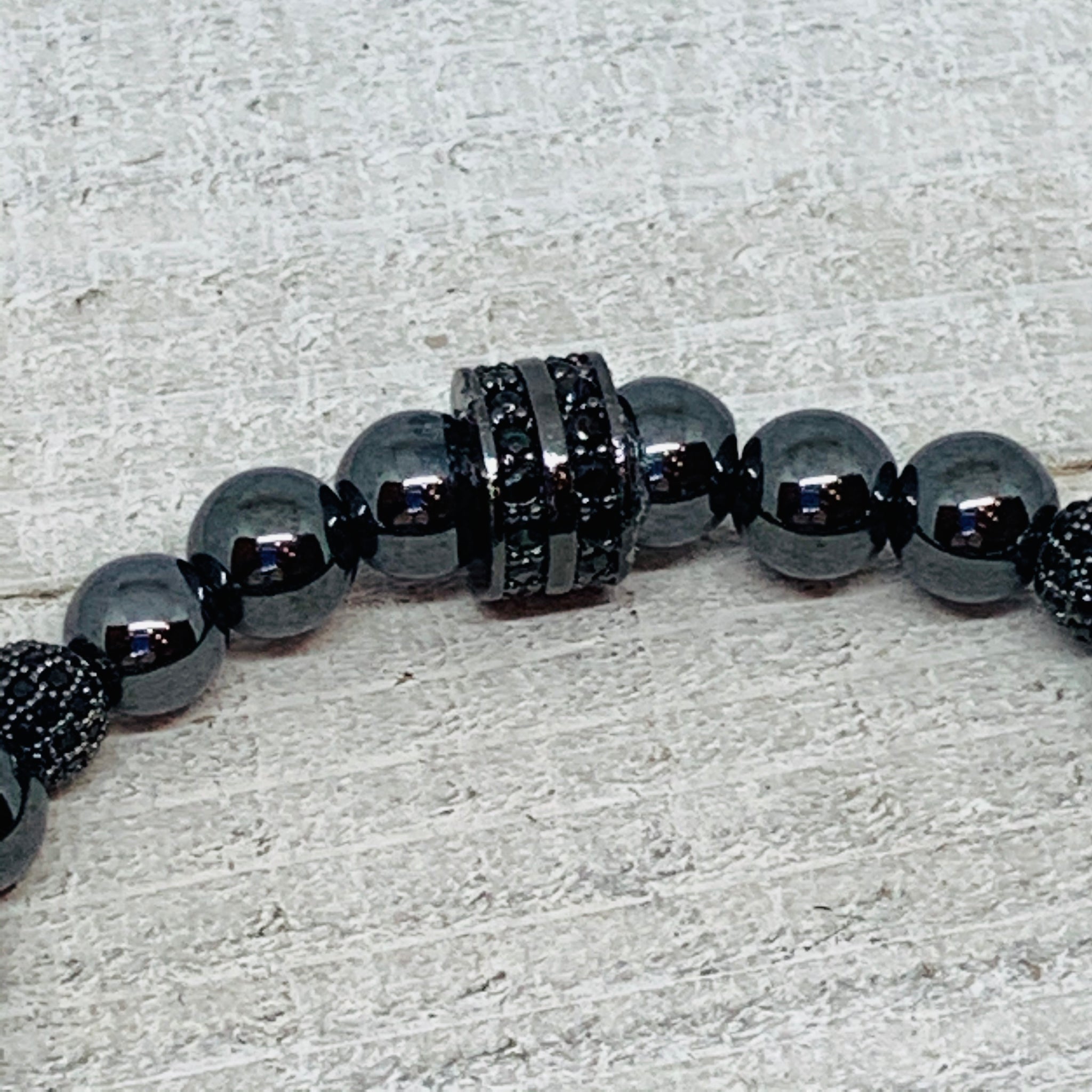 Dark Hematite with Mini Micro Pave Bead Balls