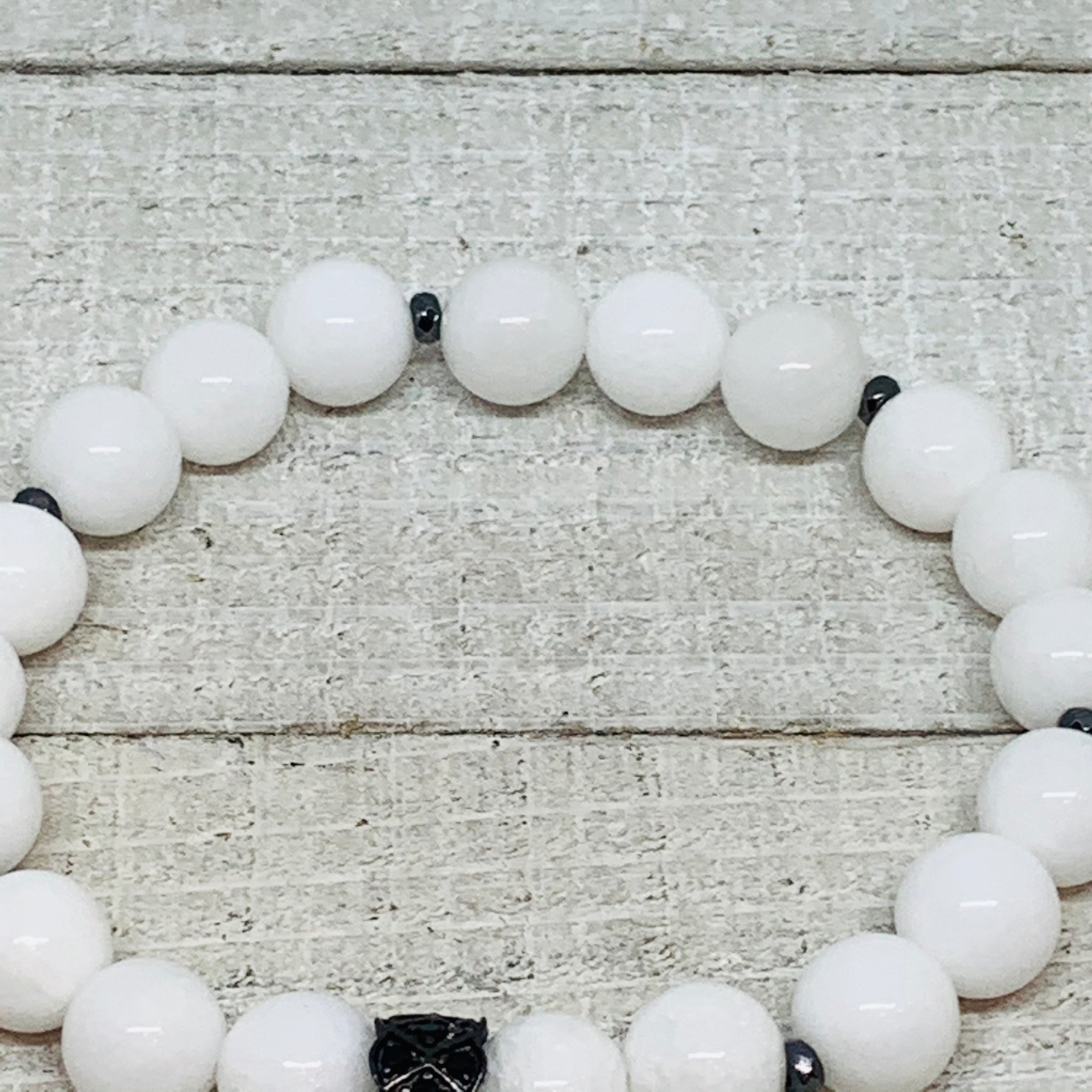 White Mountain Jade Bracelet with Black Pave Finding