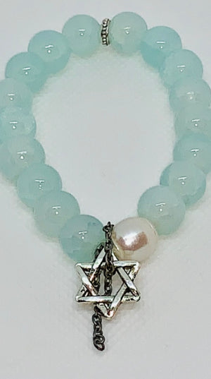 Star Of David And Baroque Pearl Bracelet