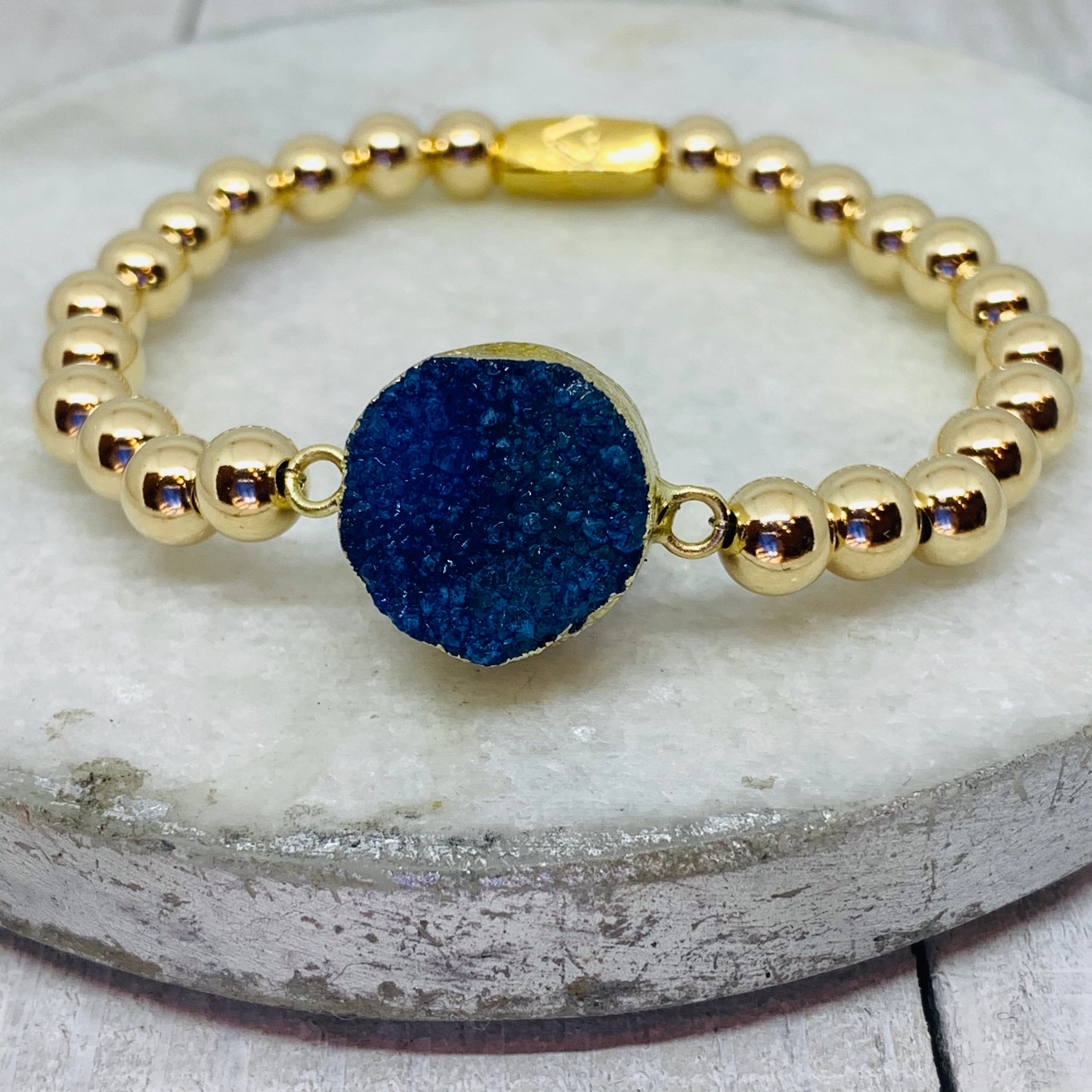 Golden Blue Druzy Bracelet