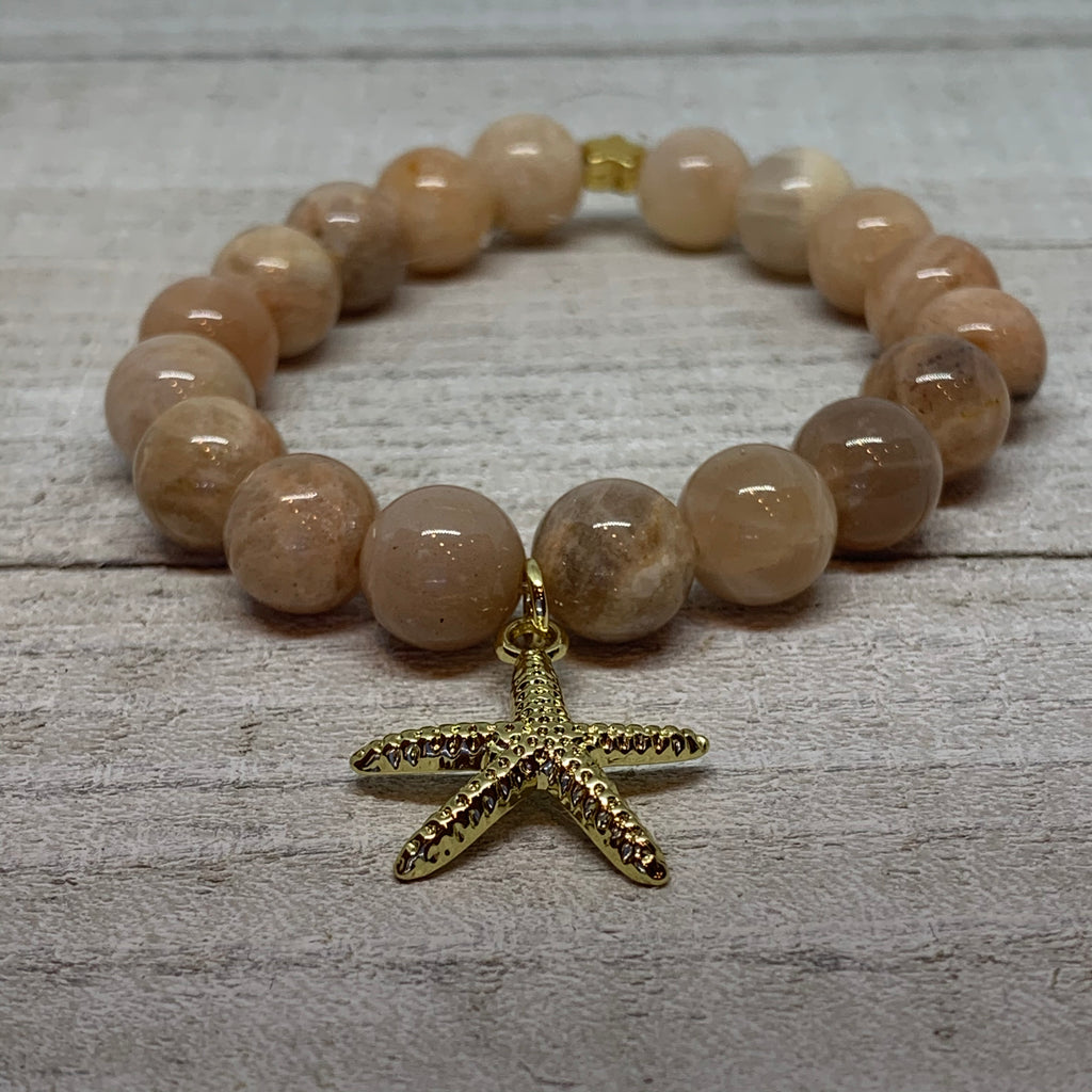 Peach Moonstone Starfish Bracelet