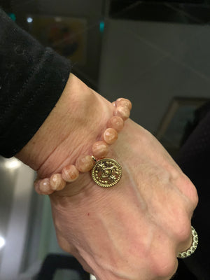 Peach Moonstone with Evil Eye