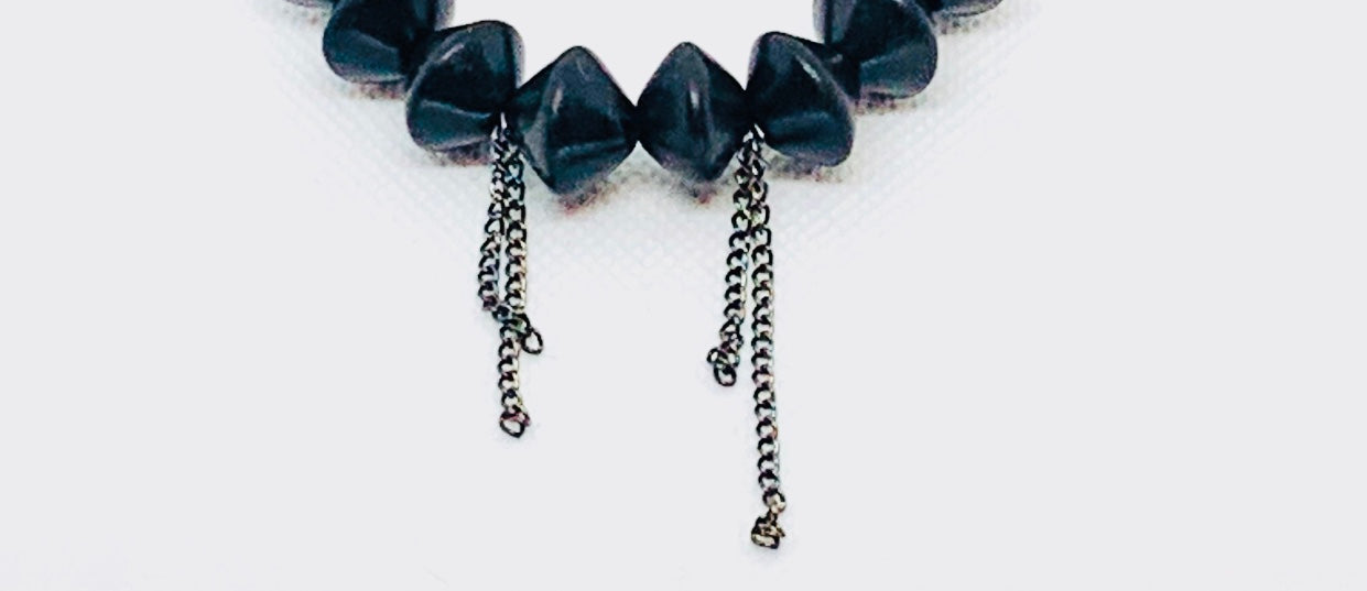 Ebony Wood Saucer Bead and Black Chain Bracelet