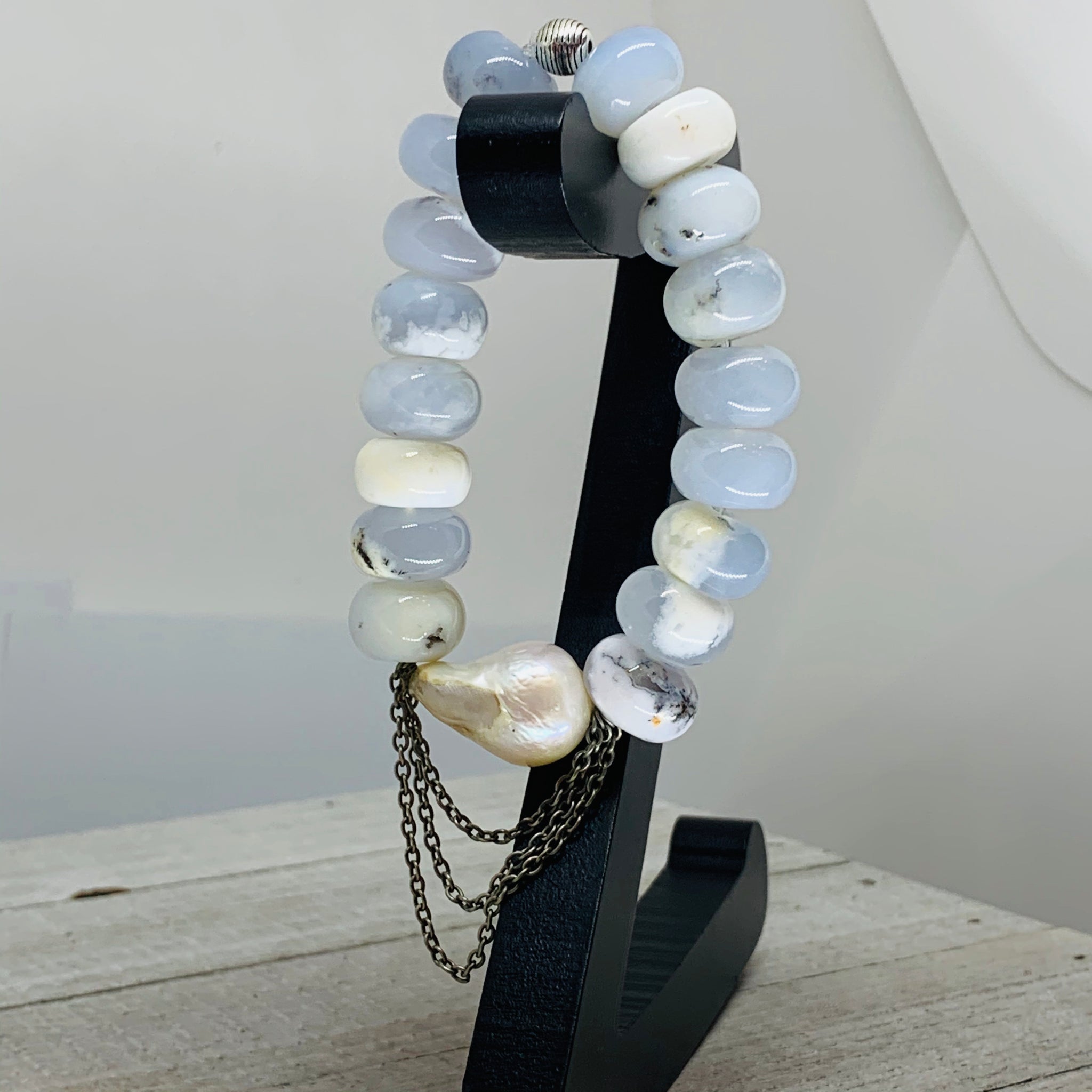 The Sophie Bracelet- Icy Angel Chalcedony Rondelle