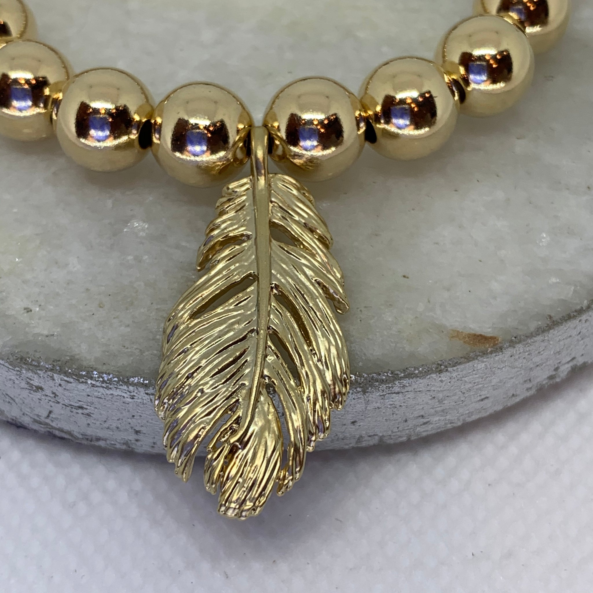 Big Gold Leaf  Charm Bracelet
