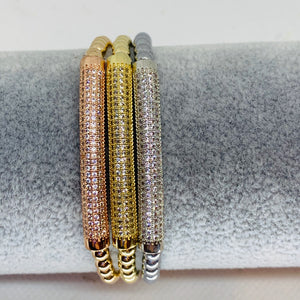 Trio of  Rose Gold,Gold and Silver Charm Stack Bracelet Set