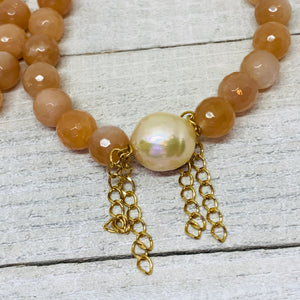 Sunstone Peach Moonstone Duo