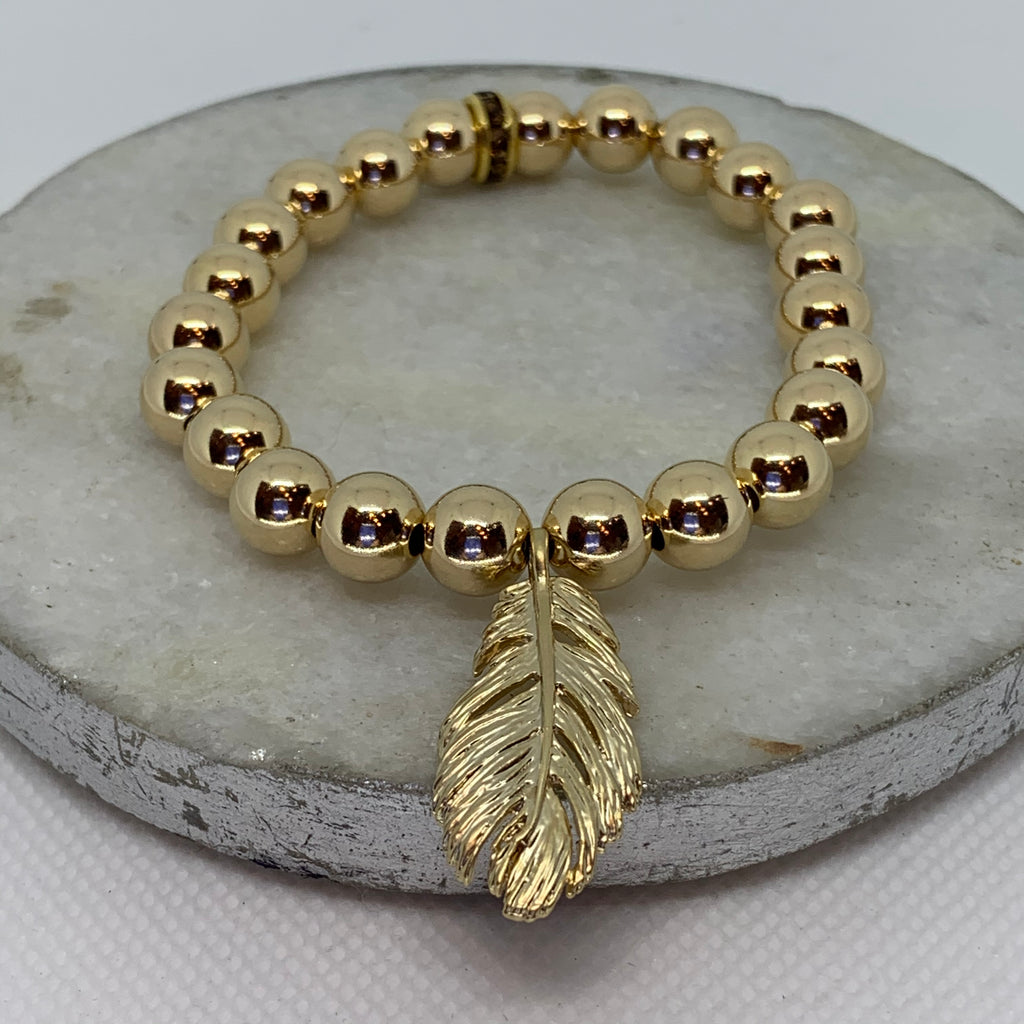 Big Gold Leaf  Charm Bracelet