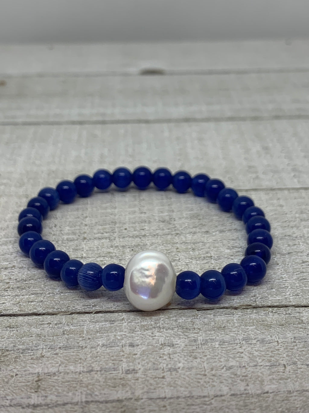 Bonny Blue  Cat Eye Bead Bracelet