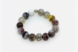 Beautiful Botswana Agate with Etched Silver Bead