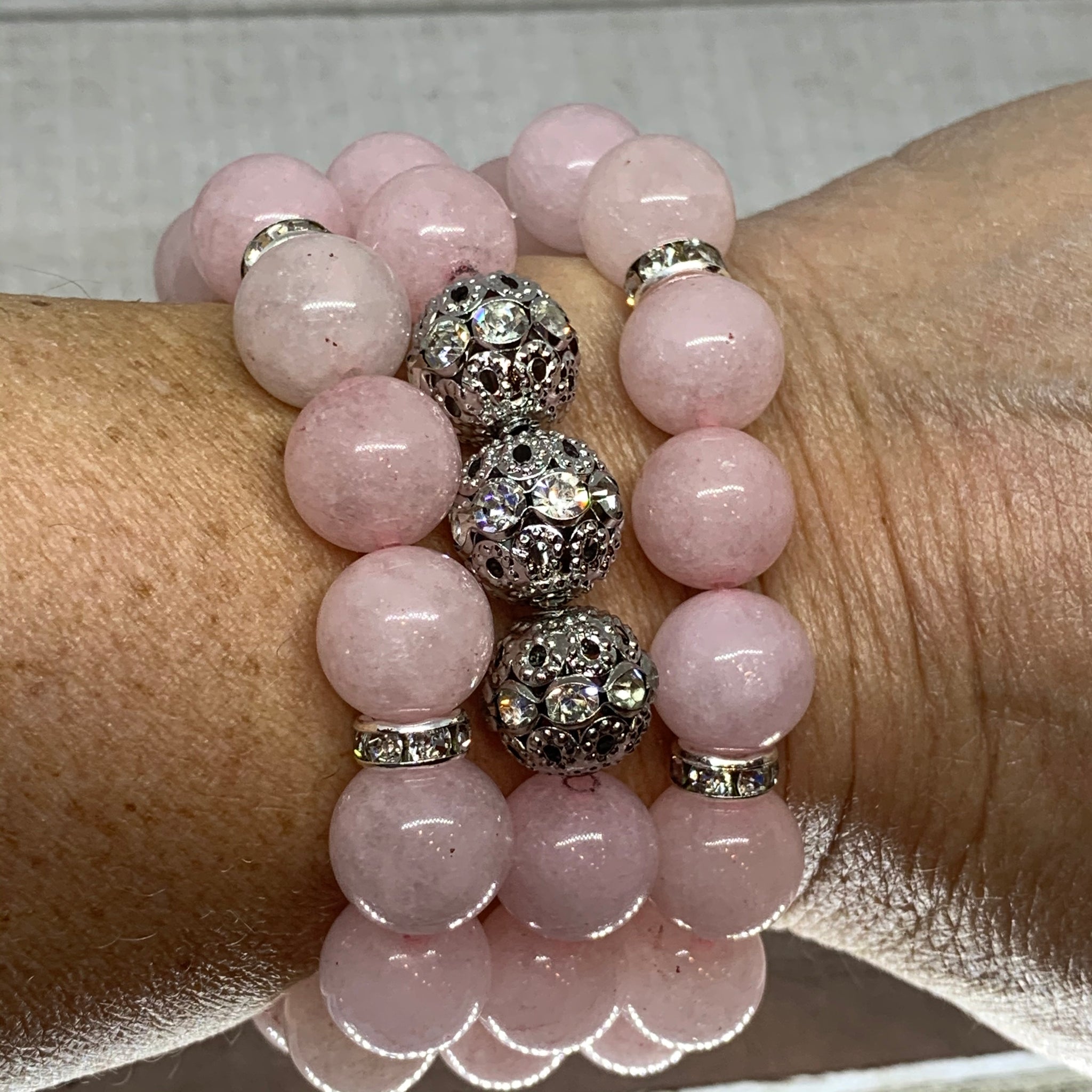 The Angel Joyce Bracelet- Pretty In Pink 12 mm Pink Rose Quartz