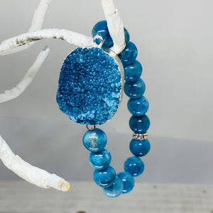 The Jaime Beth Bracelet- Beautiful Blue Druzy and Ocean Blue Apatite
