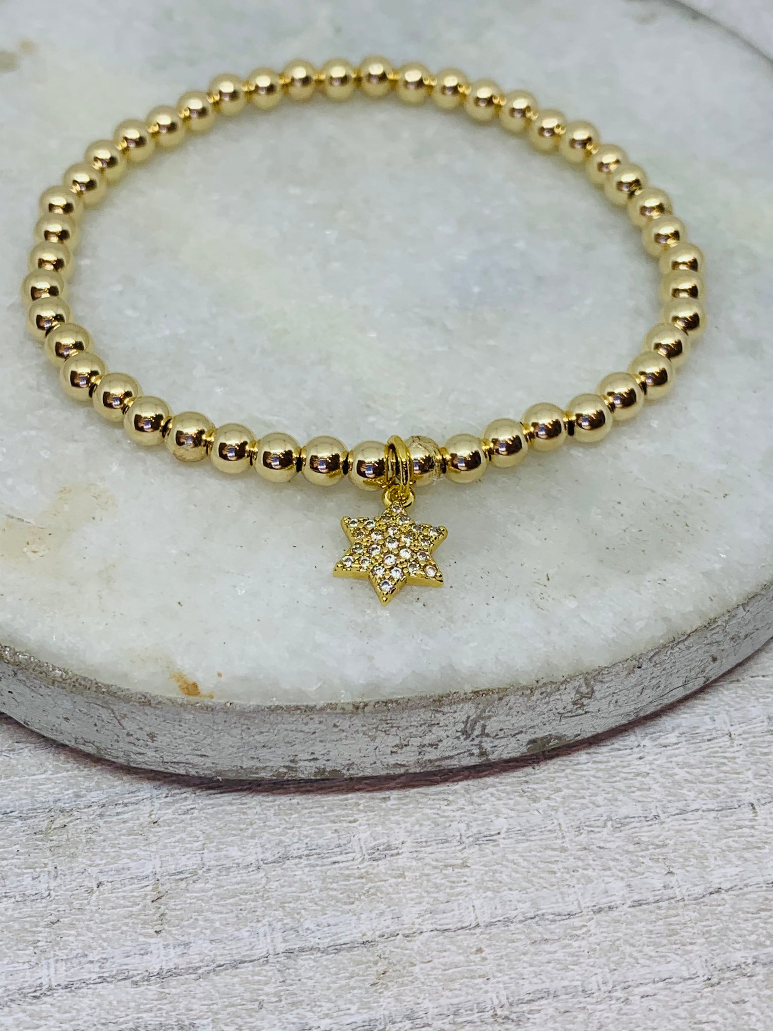 Happy Hanukkah Gold Star Of David Bracelet