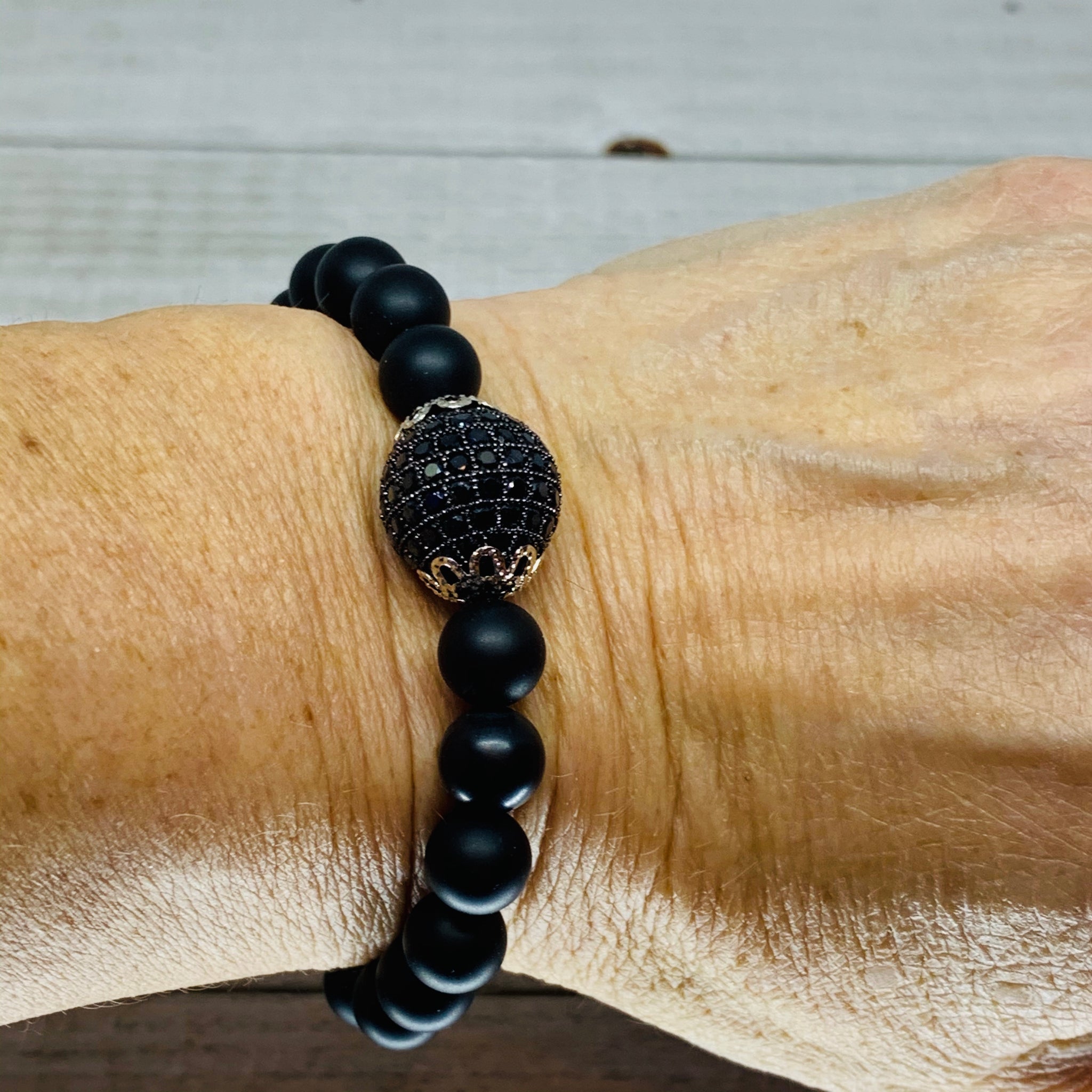 Onyx Pave Black CZ Ball Bracelet