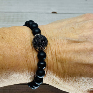 Onyx Pave Black CZ Ball Bracelet