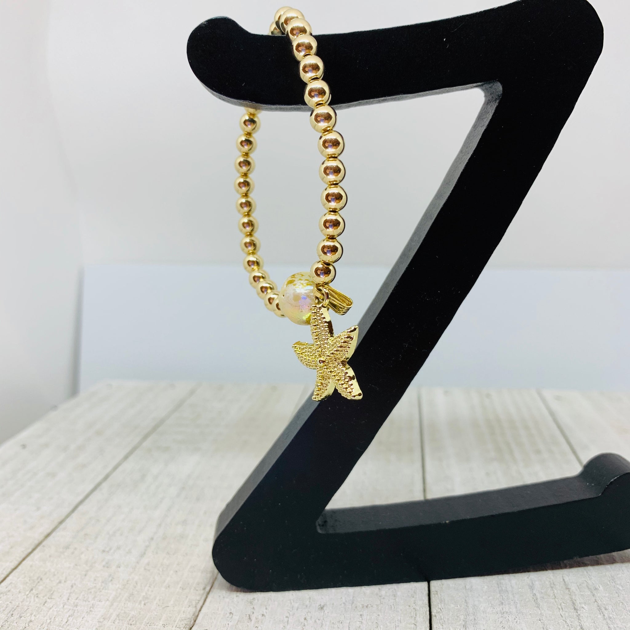 Golden Pearl Starfish Bracelet