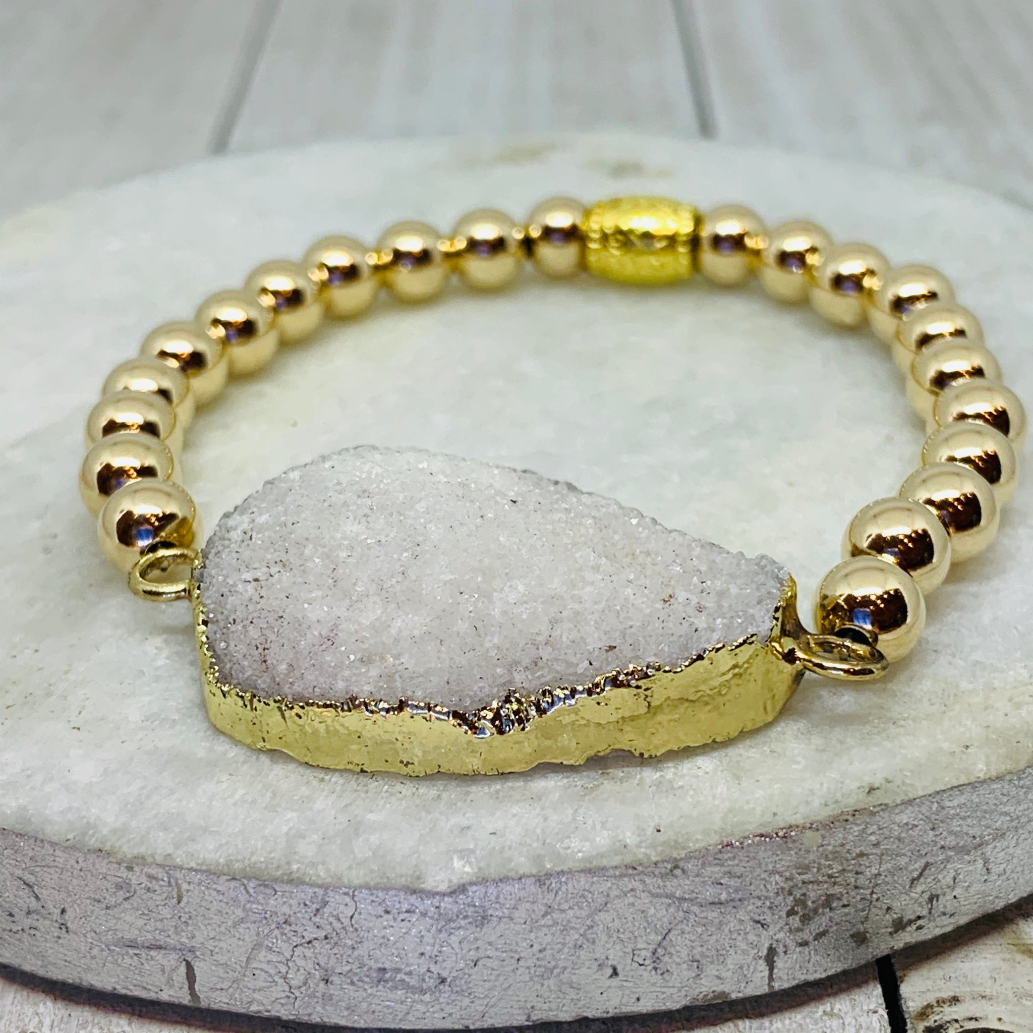 Golden White Druzy Bracelet
