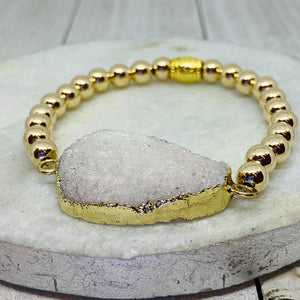 Golden White Druzy Bracelet