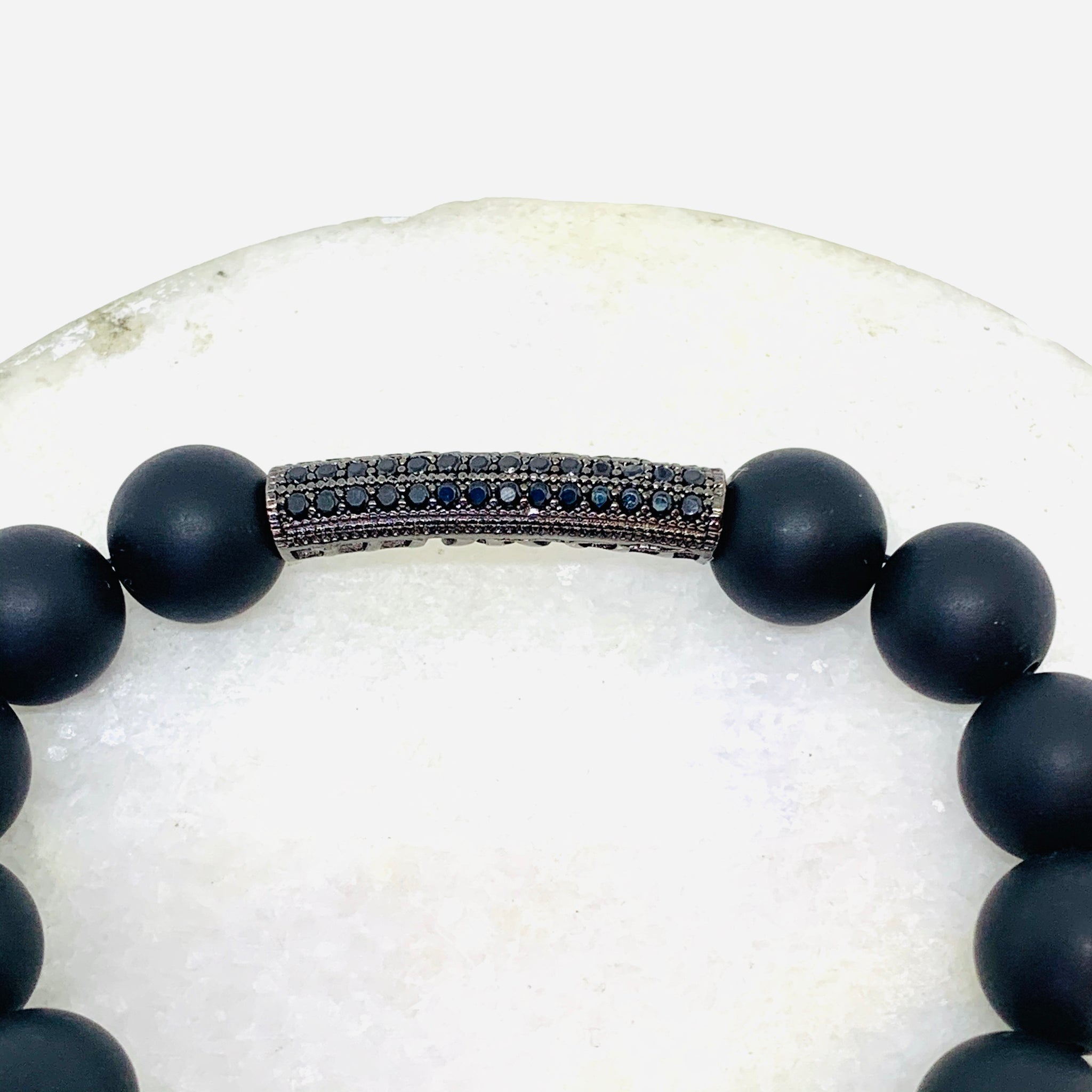 Black Dog Tag CZ Bracelet