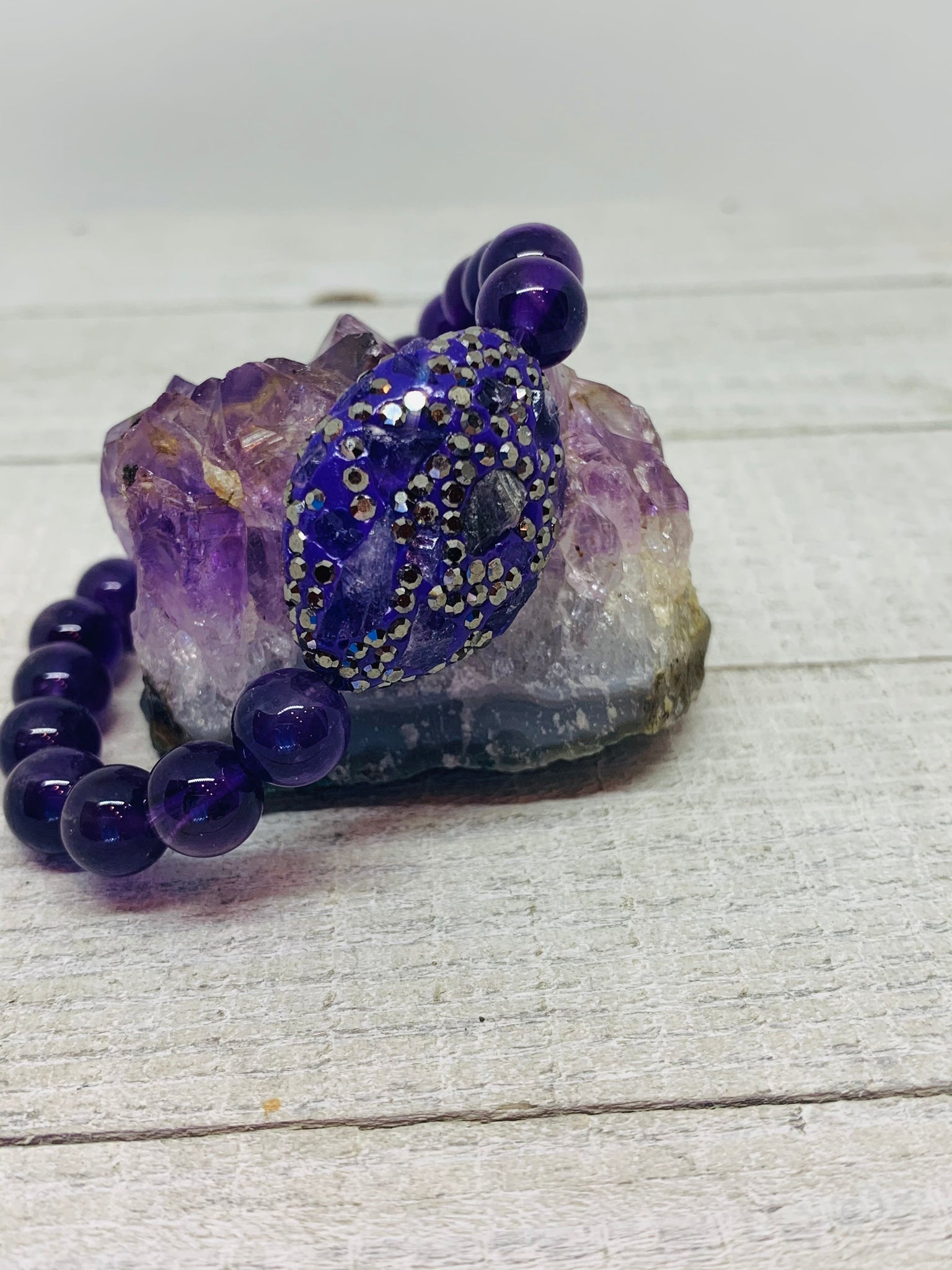 Purple Amethyst & Crystal Bracelet