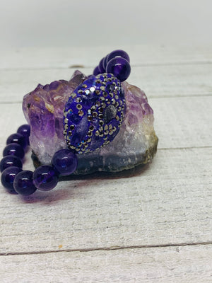 Purple Amethyst & Crystal Bracelet