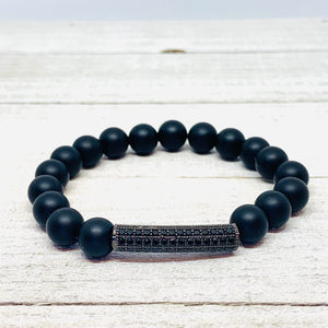 Women’s Onyx Beauty with Black Micro Pave CZ Tube Connector