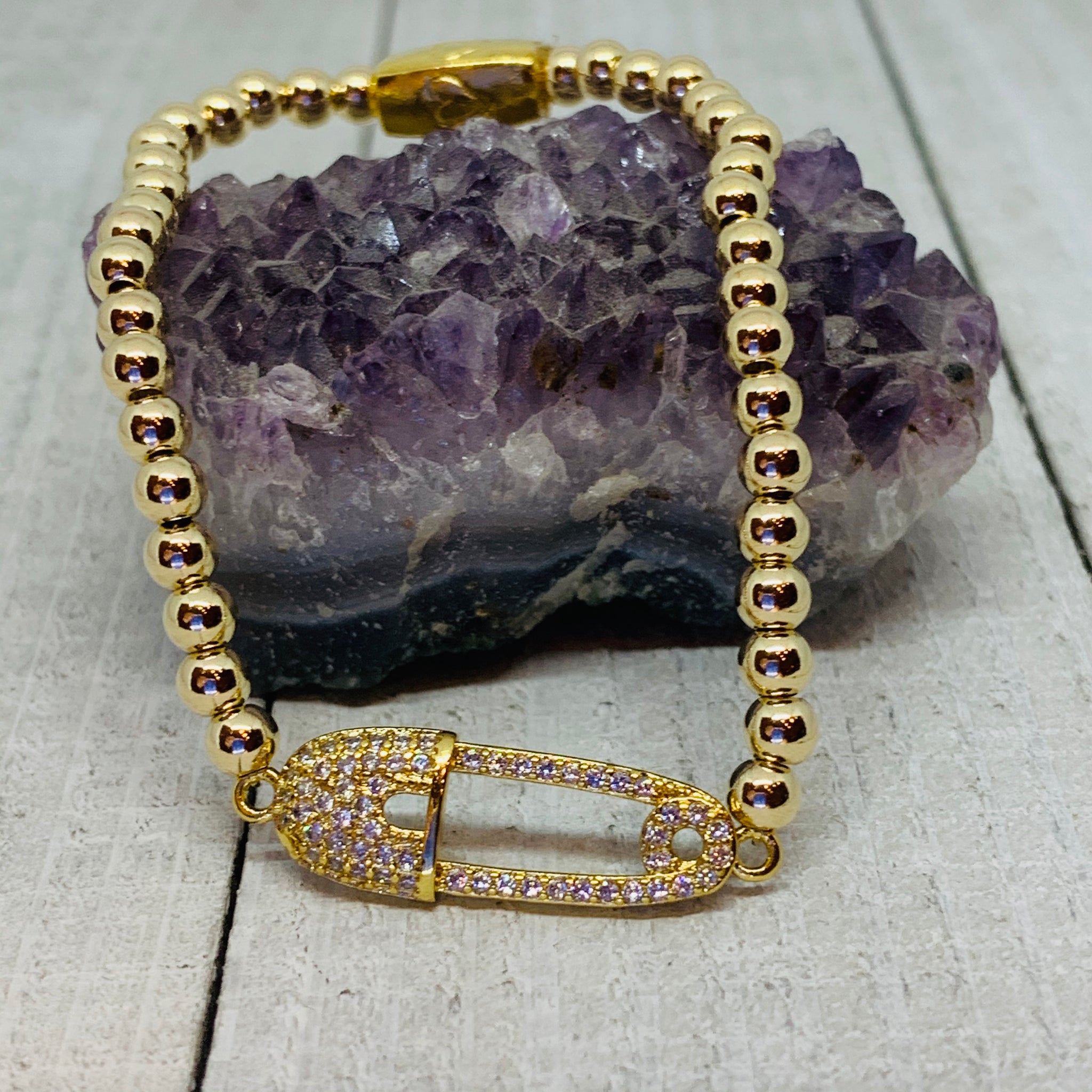 Gold Safety Pin Bracelet