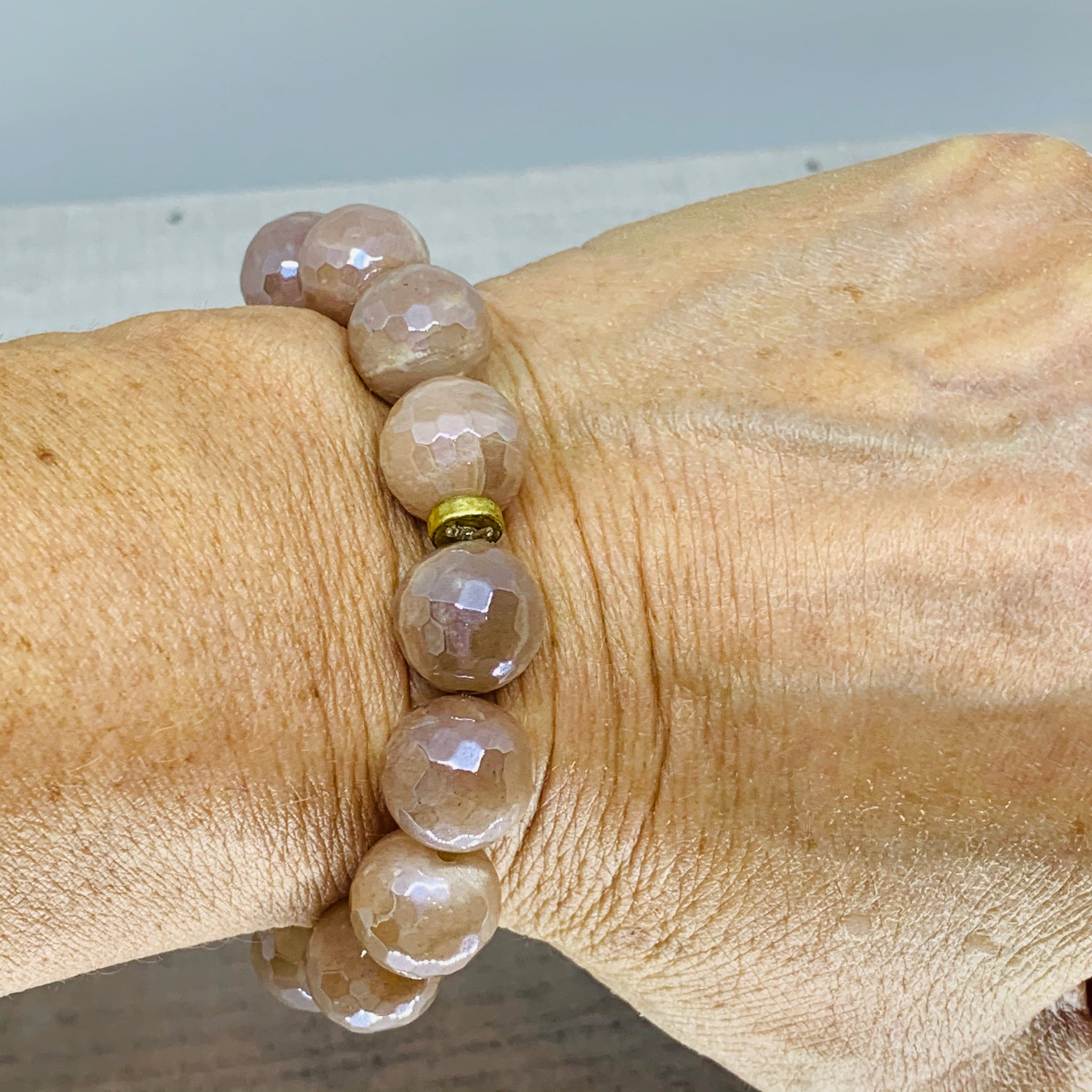 The Terri Bracelet- Mystic Peach Moonstone