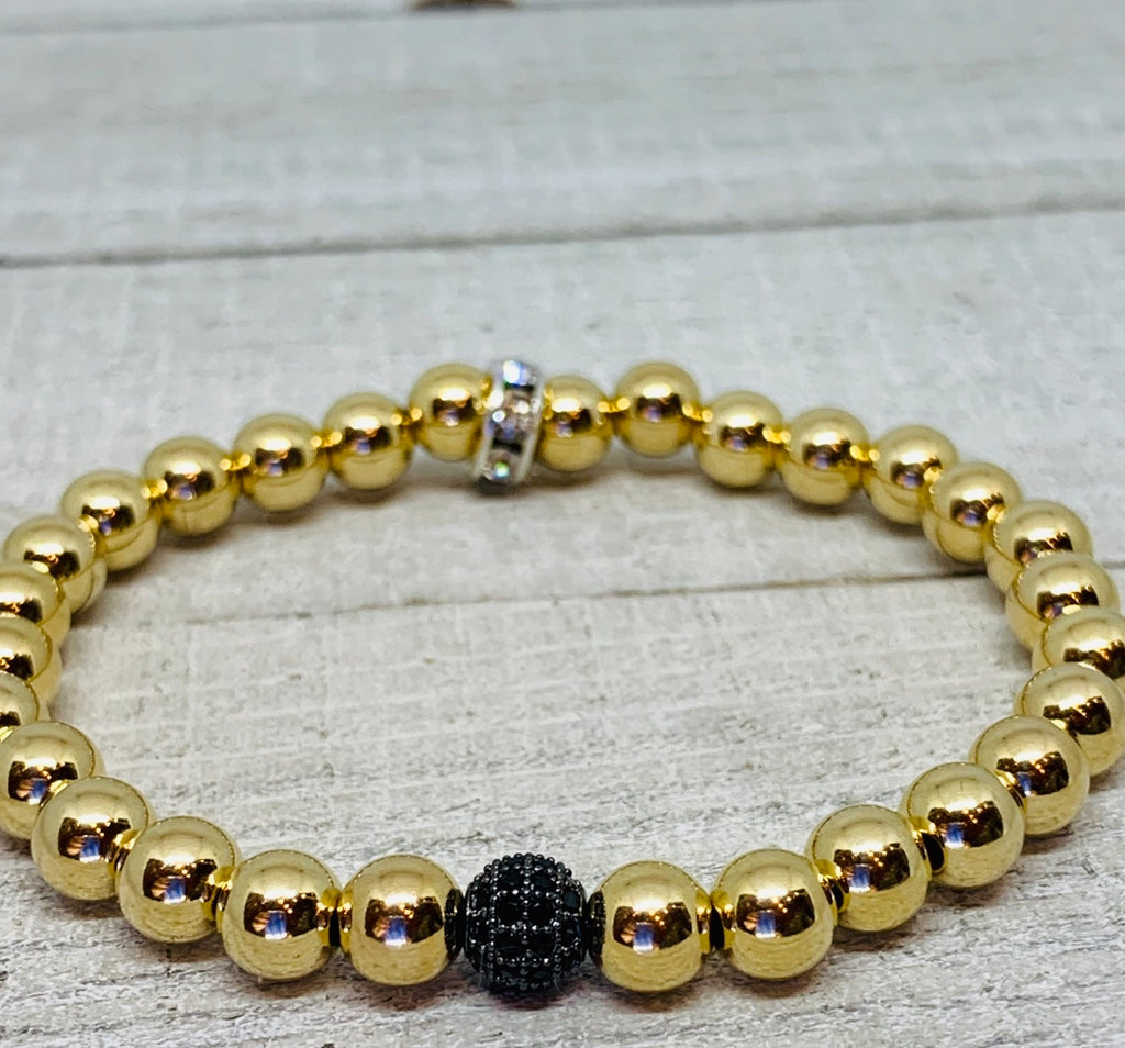 Gold and Black Ball Bracelet